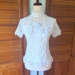 ACDC Rag J-fashion Gyaru Harajuku Dollcore Himekaji White Lace Up Cross Top